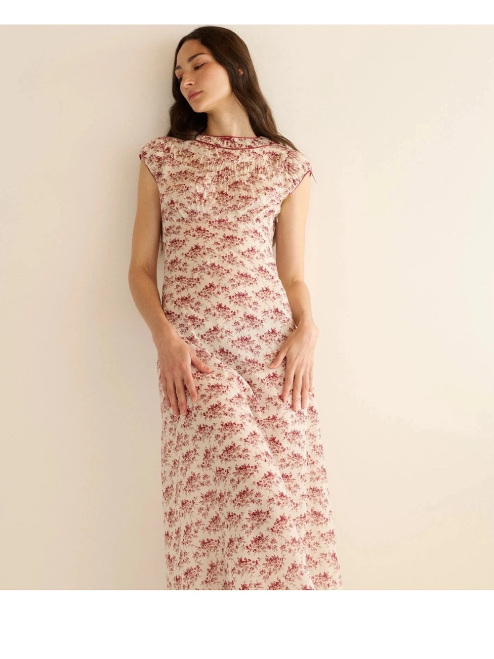 Doen Raphaela Dress - Red/Ivory - size small